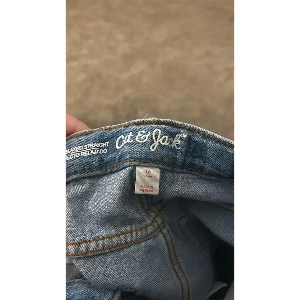 Cat & Jack boys Relaxed Straight Jeans Blue Size 16 Versatile Stylish #034